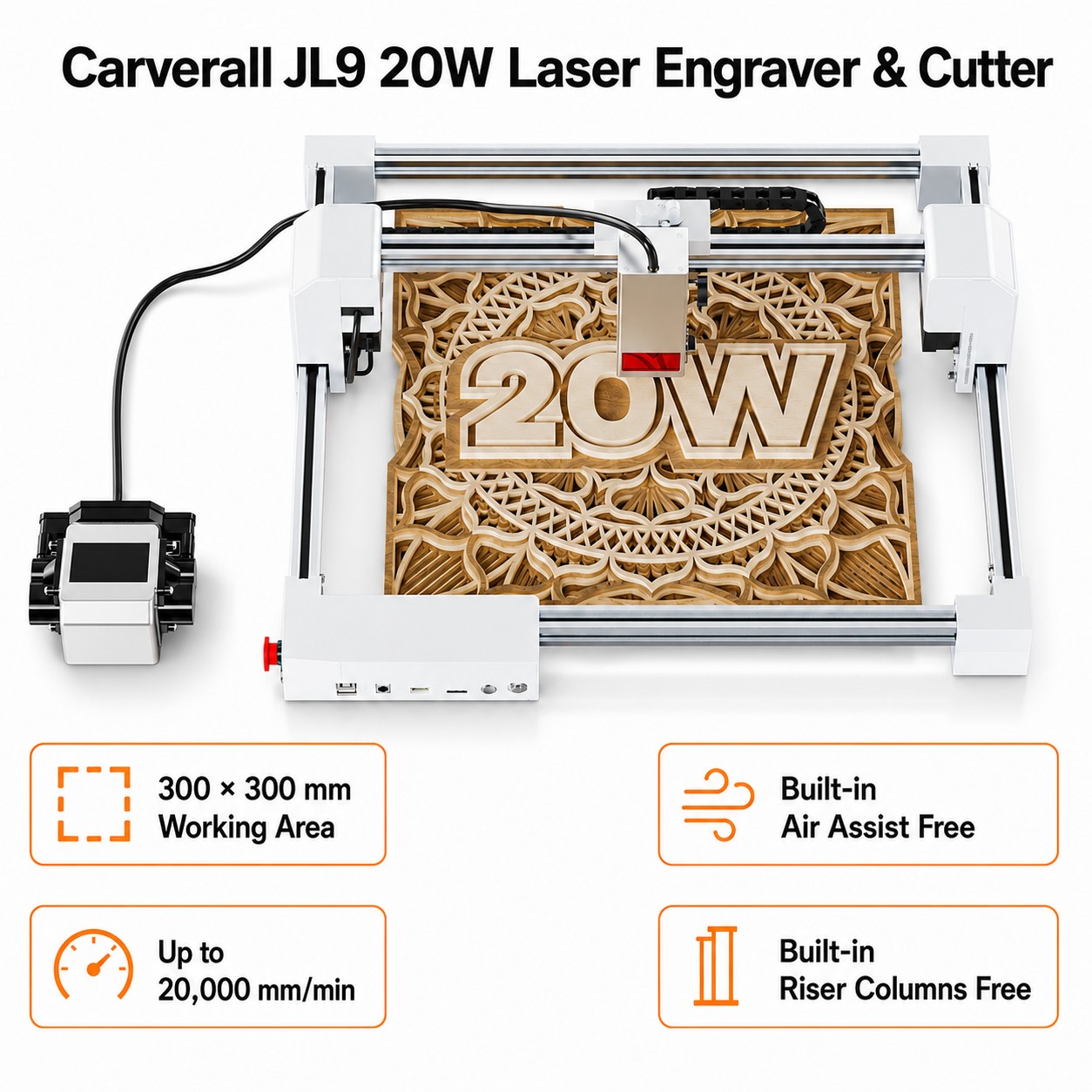 Industrial Laser Cutting Machines - Carverall JL9 20W Laser-Gravier- und Schneidegerät,